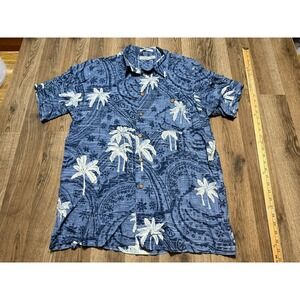 Imprints Shirt Men's Size XL Blue White Short Sleeve Button Up Hawaiian